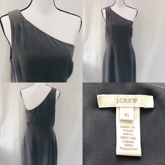 J.Crew silk one shoulder gray dress 10 - Picture 4 of 8
